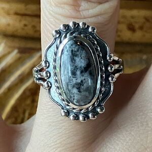 White Buffalo Sterling Silver Ring Size 7